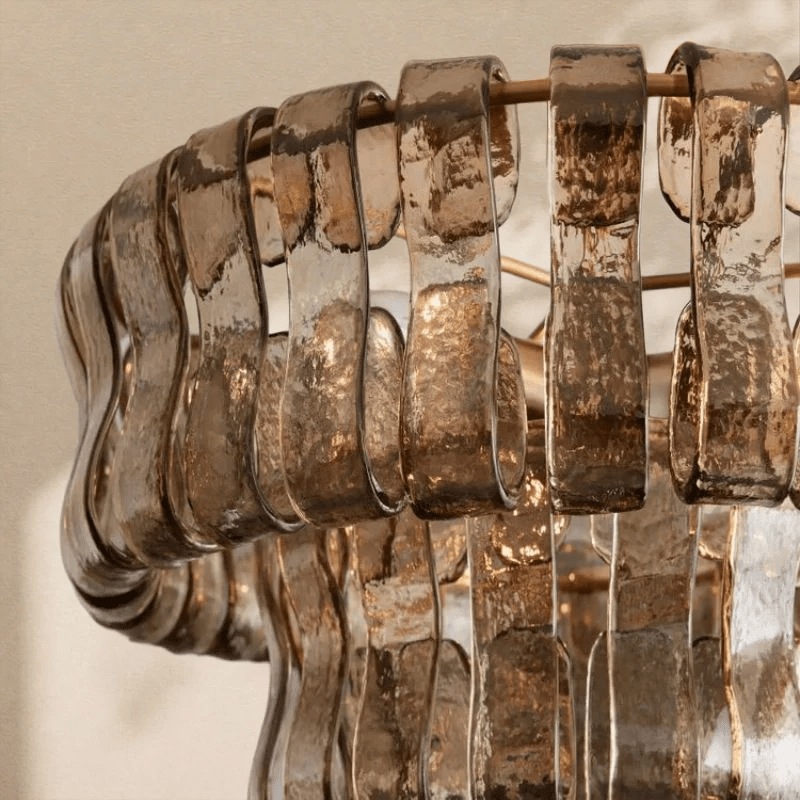 Amor 2 - Tier Ghiaccio Glass Round Flushmount 18" - Zelno Lighting
