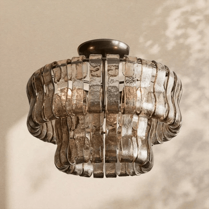 Amor 2 - Tier Ghiaccio Glass Round Flushmount 18" - Zelno Lighting