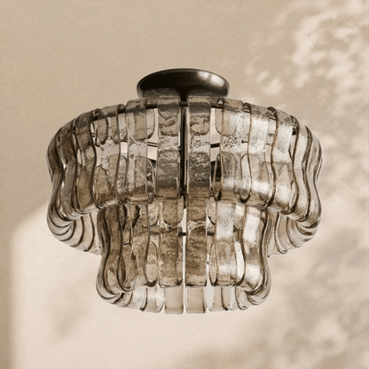 Amor 2 - Tier Ghiaccio Glass Round Flushmount 18" - Zelno Lighting