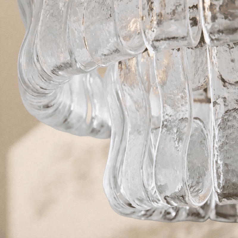 Amor 2 - Tier Ghiaccio Glass Round Flushmount 18" - Zelno Lighting