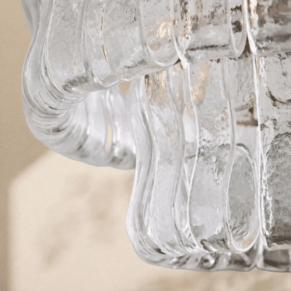 Amor 2 - Tier Ghiaccio Glass Round Flushmount 18" - Zelno Lighting