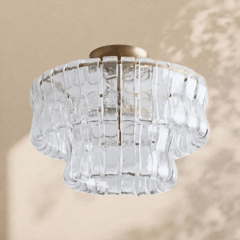 Amor 2 - Tier Ghiaccio Glass Round Flushmount 18" - Zelno Lighting