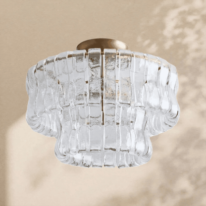 Amor 2 - Tier Ghiaccio Glass Round Flushmount 18" - Zelno Lighting