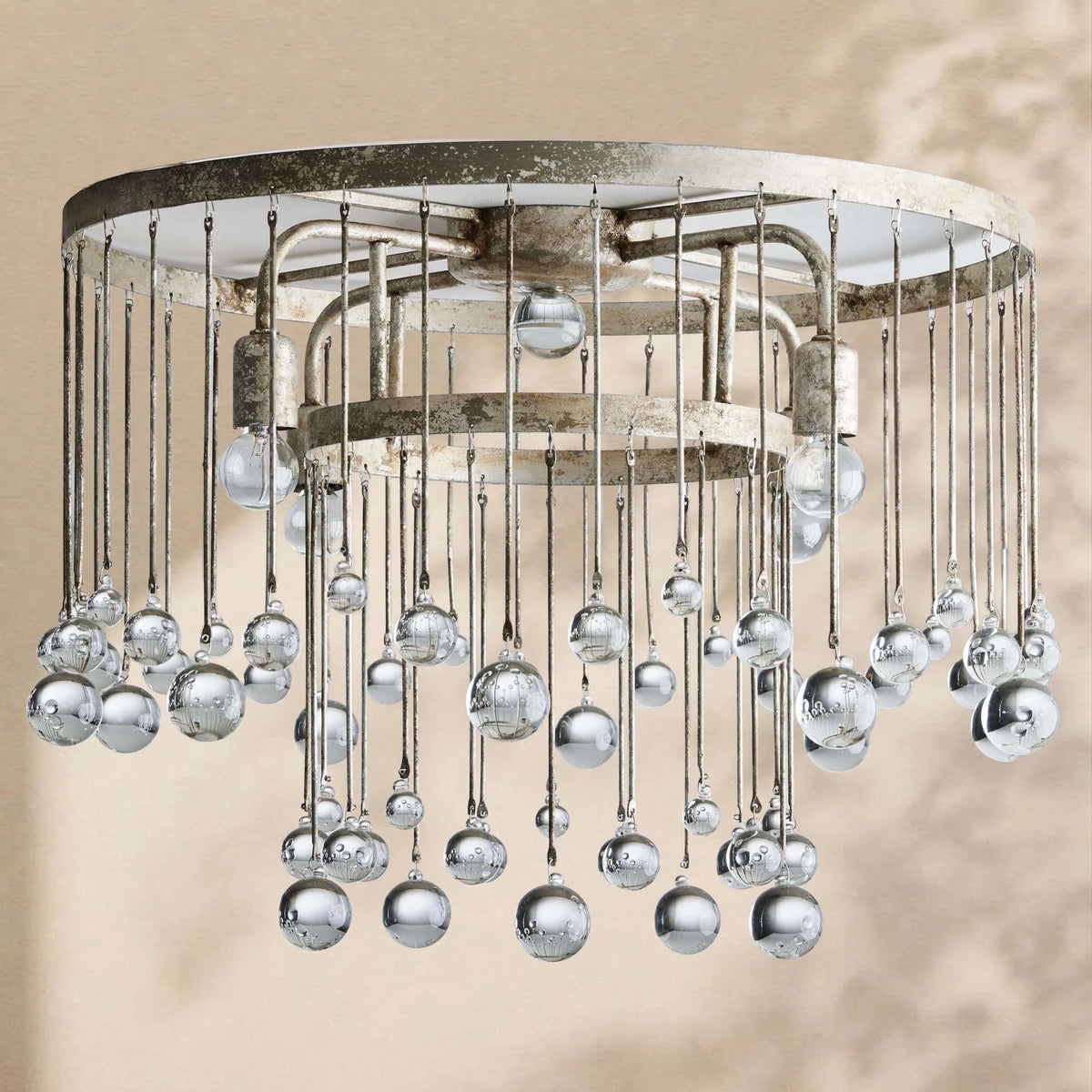 Aubrey Crystal Ball Flushmount Lamp - Zelno Lighting