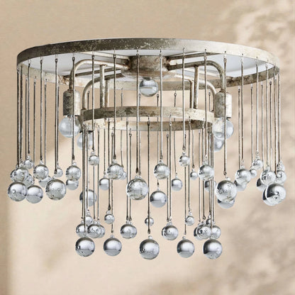 Aubrey Crystal Ball Flushmount Lamp - Zelno Lighting