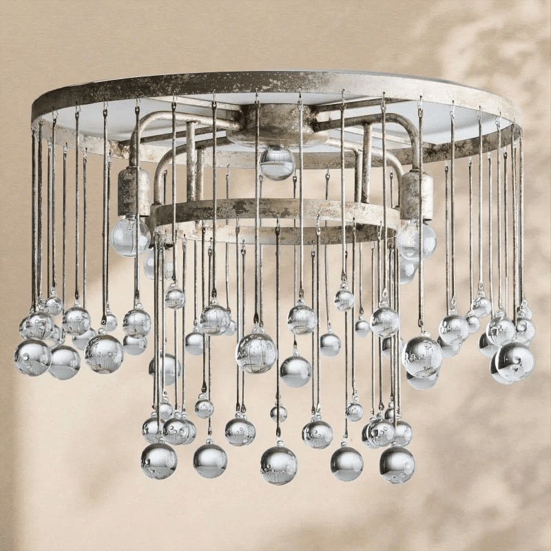 Aubrey Crystal Ball Flushmount Lamp - Zelno Lighting