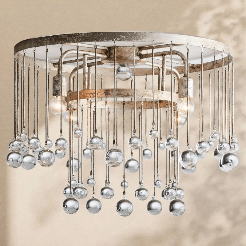 Aubrey Crystal Ball Flushmount Lamp - Zelno Lighting