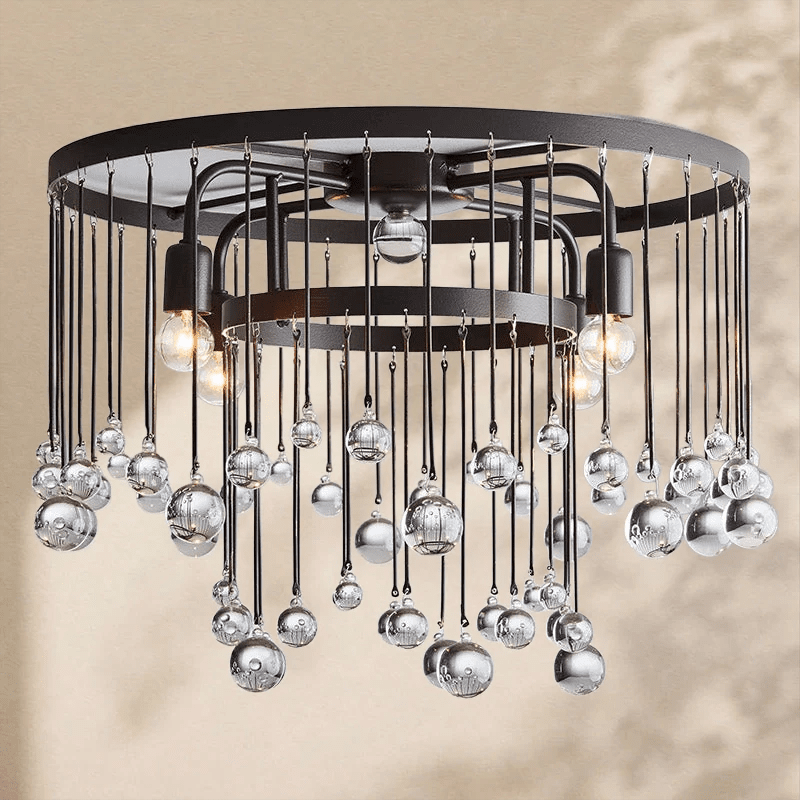 Aubrey Crystal Ball Flushmount Lamp - Zelno Lighting