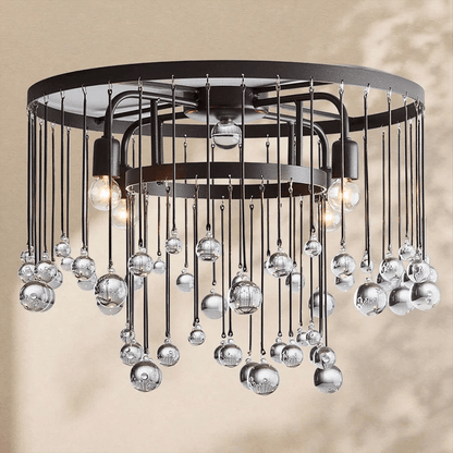 Aubrey Crystal Ball Flushmount Lamp - Zelno Lighting