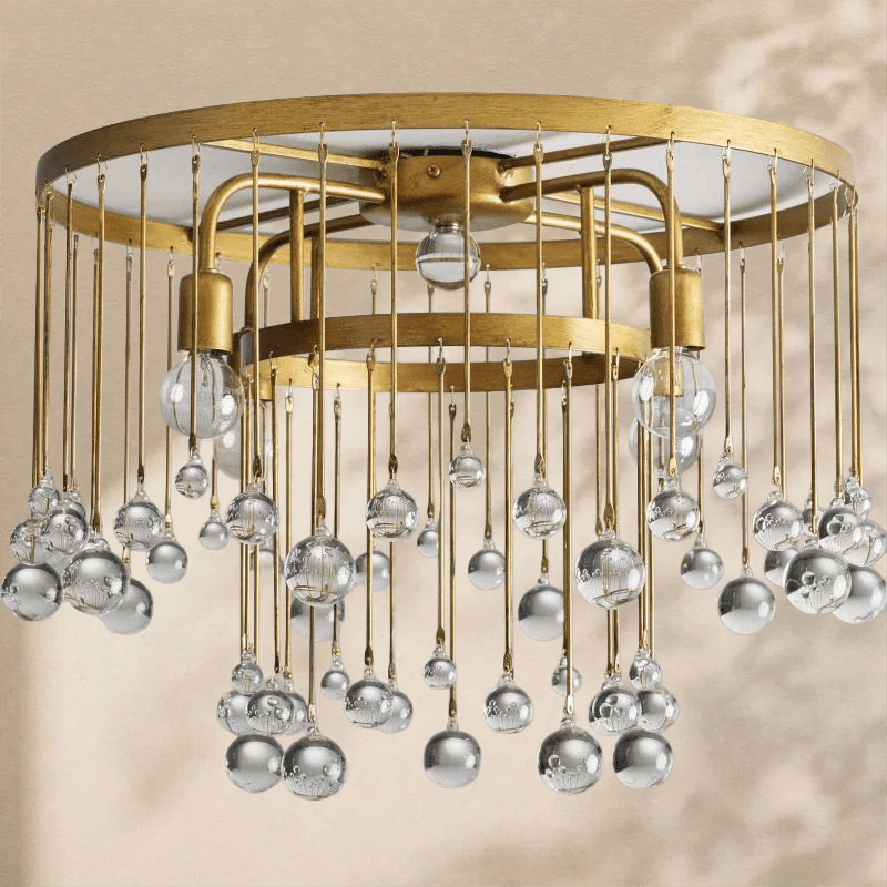 Aubrey Crystal Ball Flushmount Lamp - Zelno Lighting