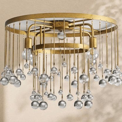 Aubrey Crystal Ball Flushmount Lamp - Zelno Lighting