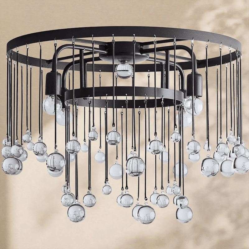 Aubrey Crystal Ball Flushmount Lamp - Zelno Lighting