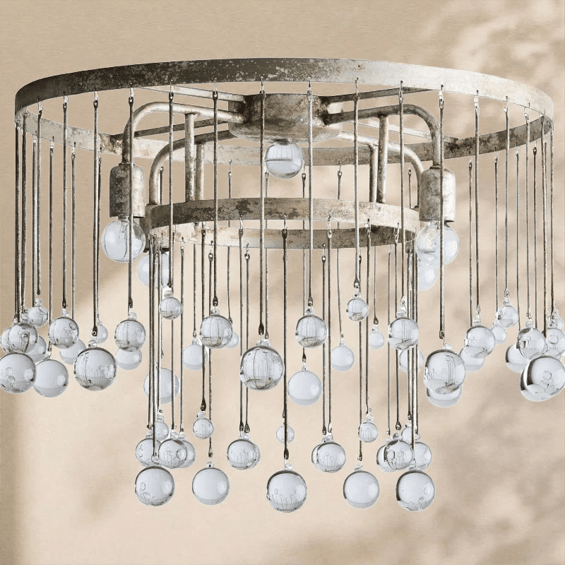 Aubrey Crystal Ball Flushmount Lamp - Zelno Lighting