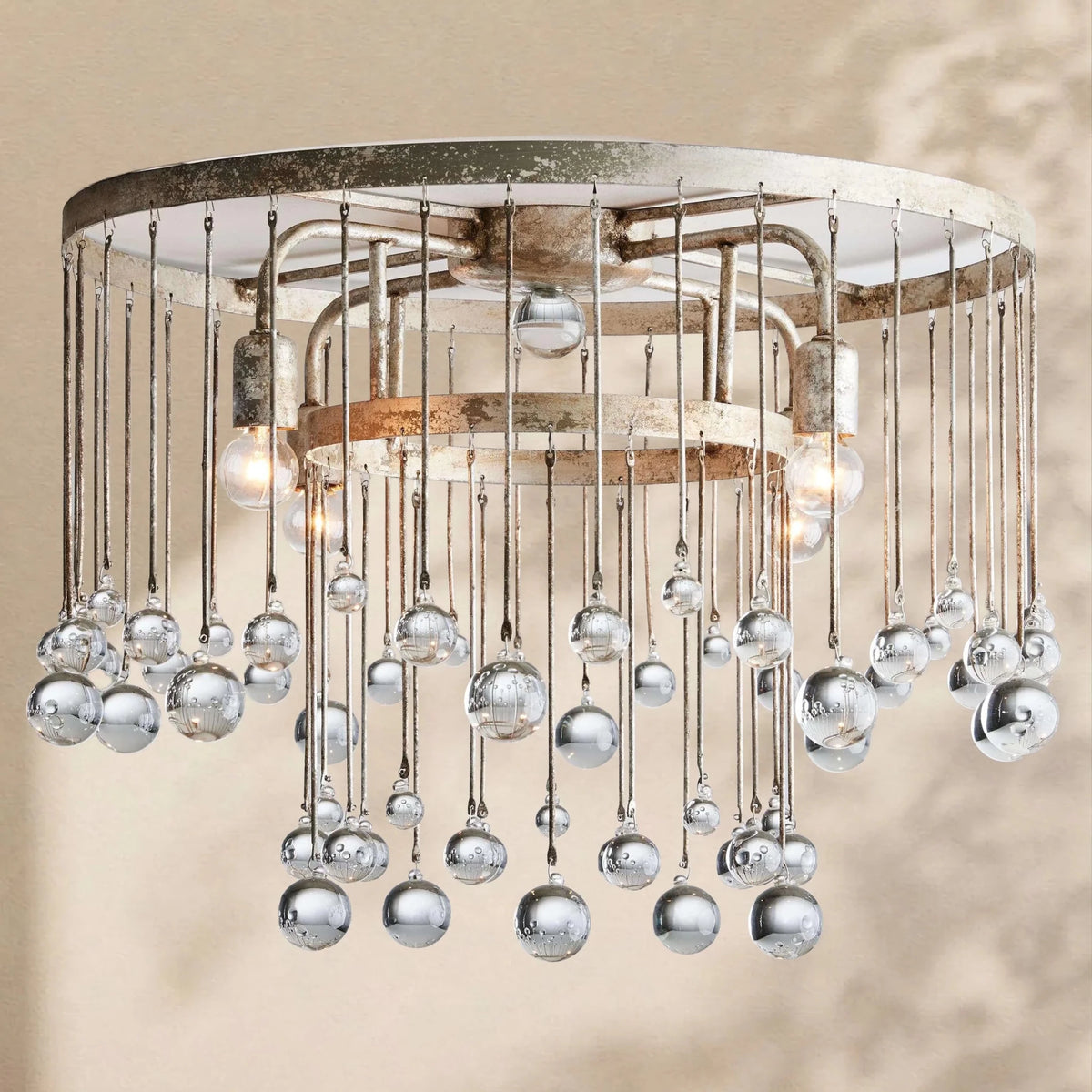 Aubrey Crystal Ball Flushmount Lamp - Zelno Lighting