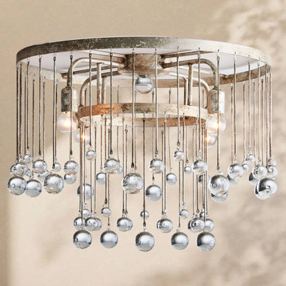 Aubrey Crystal Ball Flushmount Lamp - Zelno Lighting