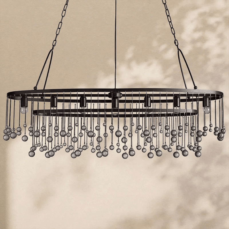Aubrey Crystal Ball Oval Chandelier 7 Lights - Zelno Lighting