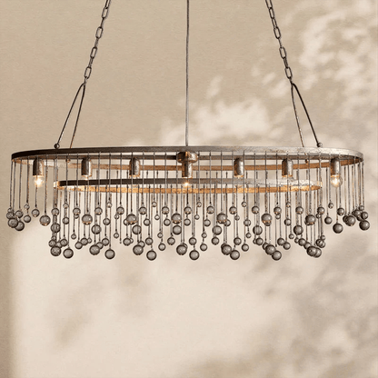 Aubrey Crystal Ball Oval Chandelier 7 Lights - Zelno Lighting