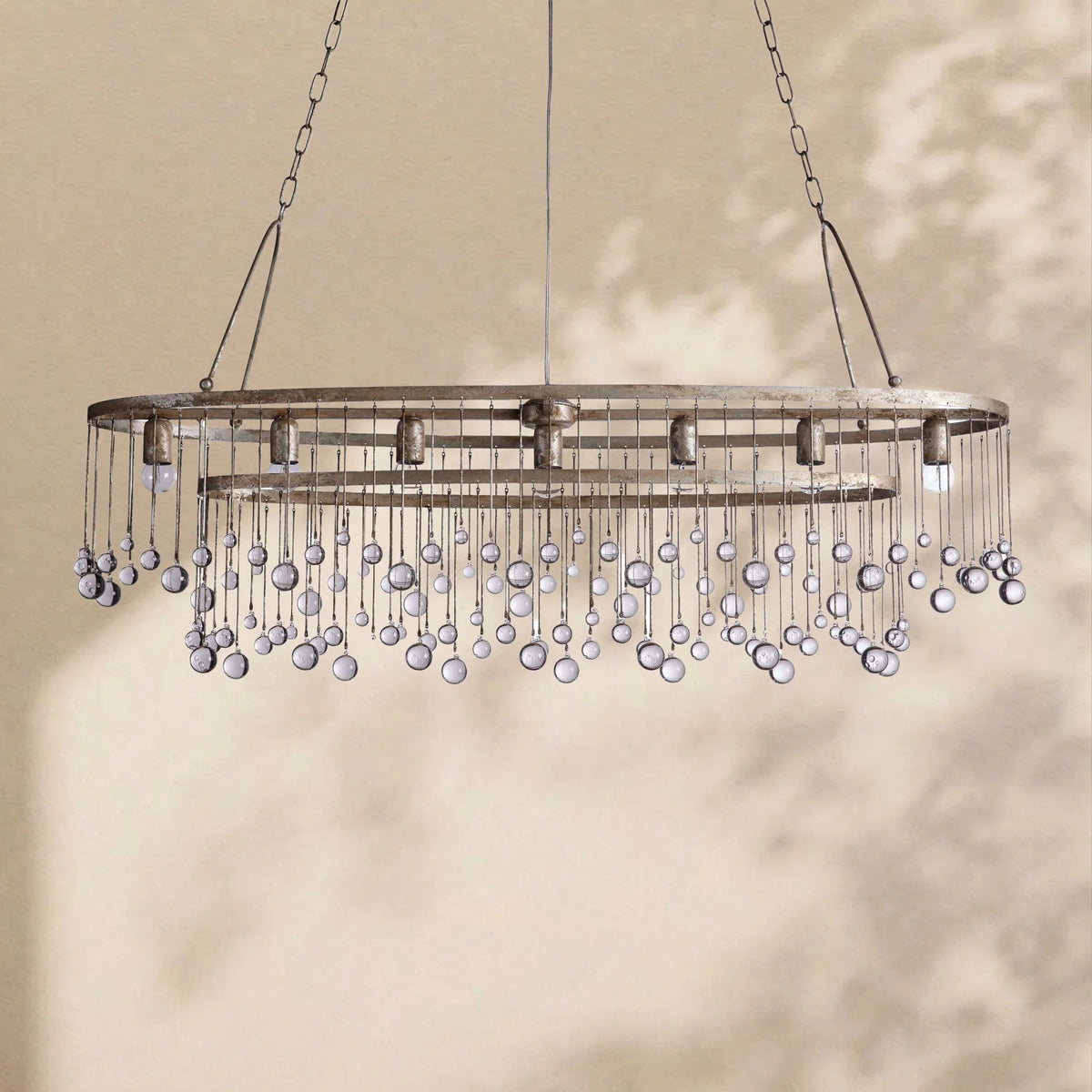 Aubrey Crystal Ball Oval Chandelier 7 Lights - Zelno Lighting