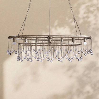 Aubrey Crystal Ball Oval Chandelier 7 Lights - Zelno Lighting