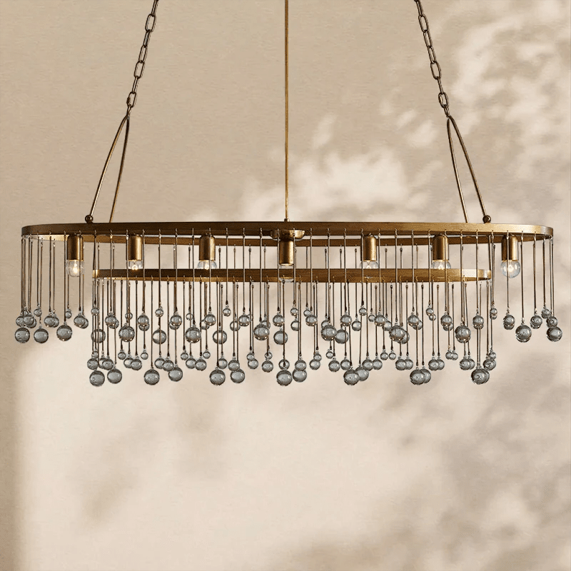 Aubrey Crystal Ball Oval Chandelier 7 Lights - Zelno Lighting