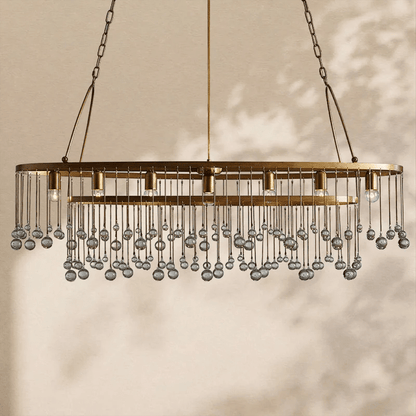 Aubrey Crystal Ball Oval Chandelier 7 Lights - Zelno Lighting