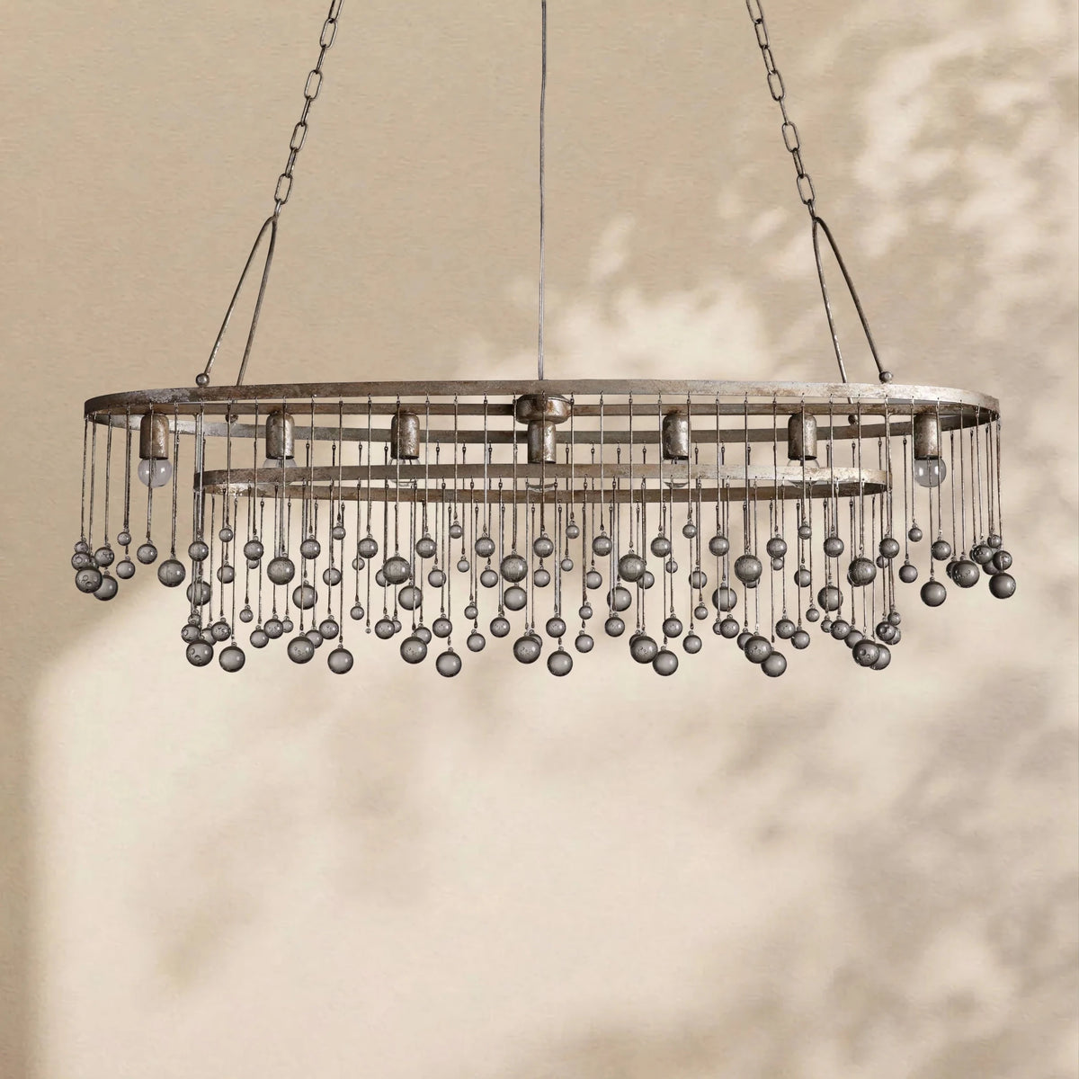 Aubrey Crystal Ball Oval Chandelier 7 Lights - Zelno Lighting