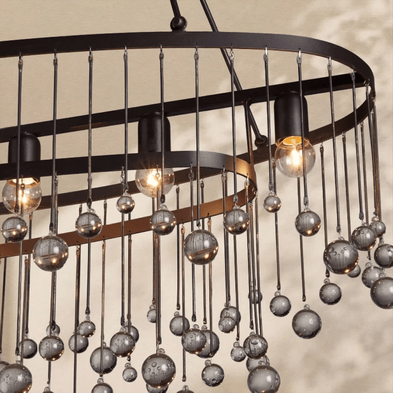Aubrey Crystal Ball Oval Chandelier 7 Lights - Zelno Lighting