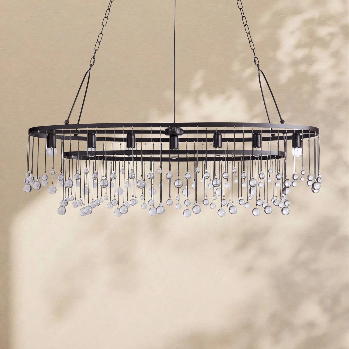 Aubrey Crystal Ball Oval Chandelier 7 Lights - Zelno Lighting
