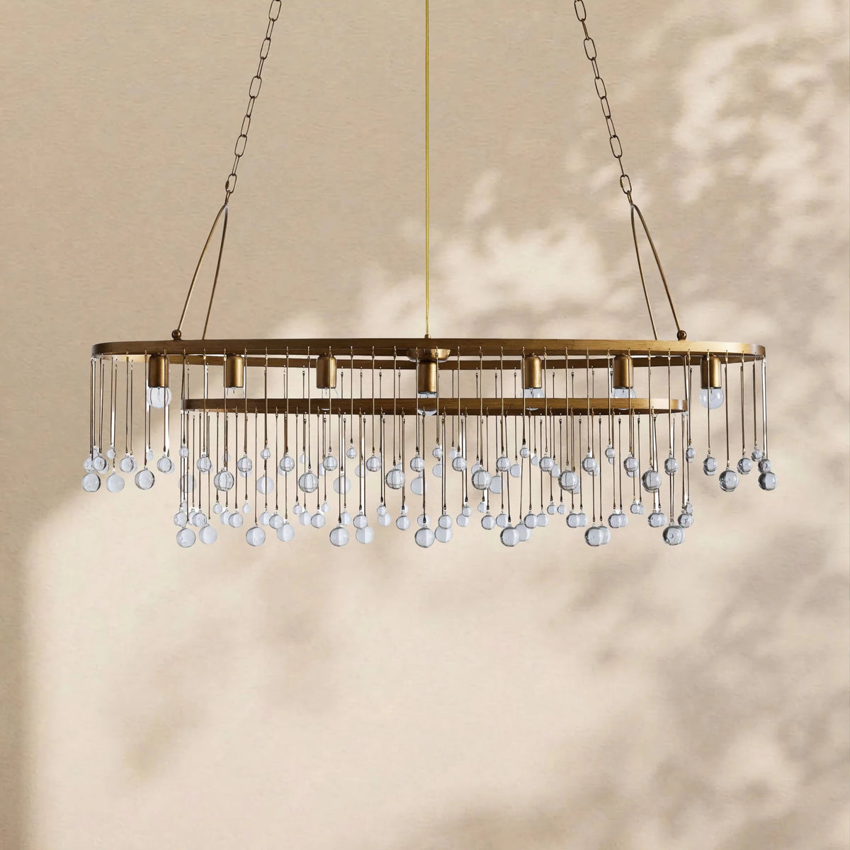 Aubrey Crystal Ball Oval Chandelier 7 Lights - Zelno Lighting