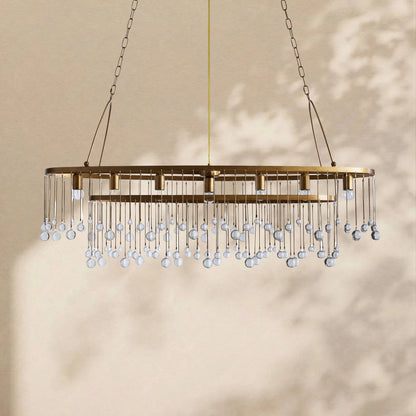 Aubrey Crystal Ball Oval Chandelier 7 Lights - Zelno Lighting