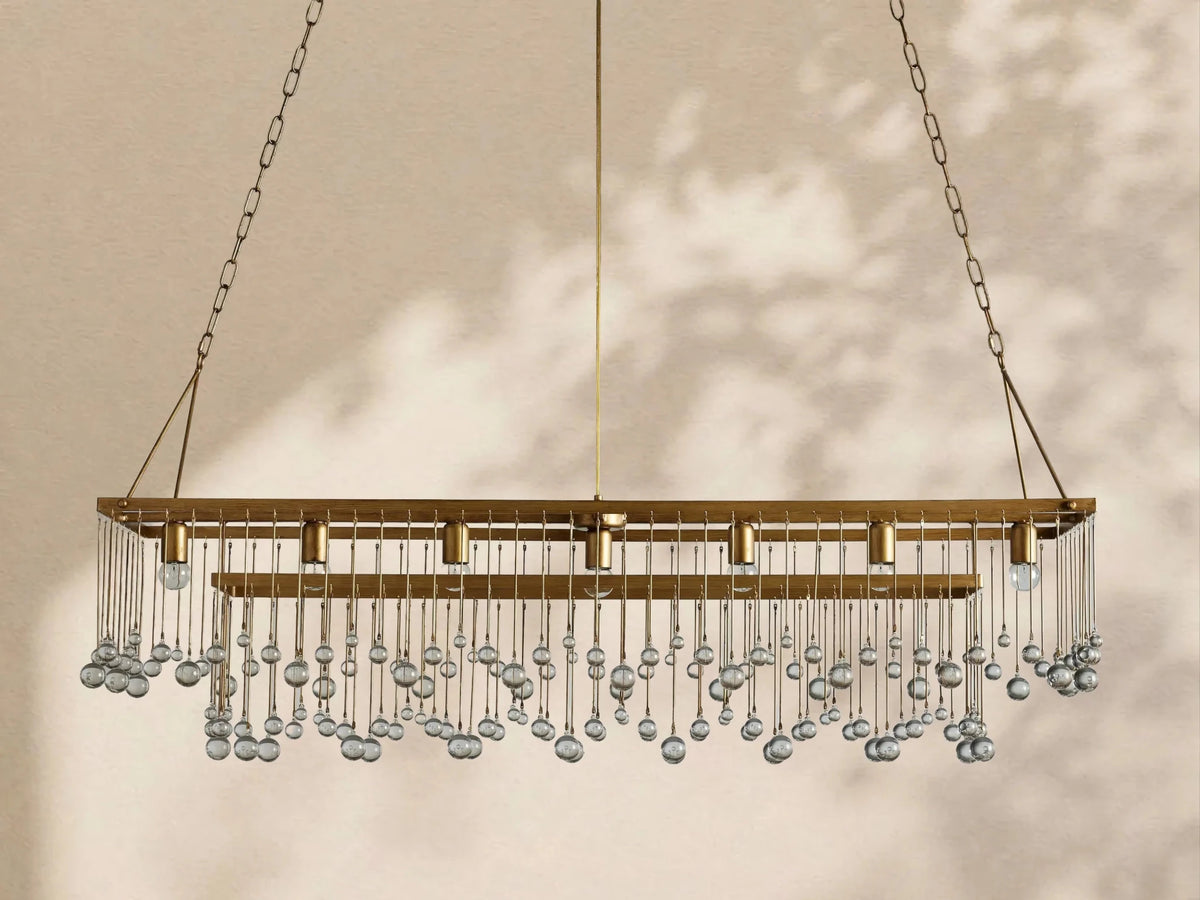 Aubrey Crystal Ball Rectangular Chandelier 47'' 60'' - Zelno Lighting