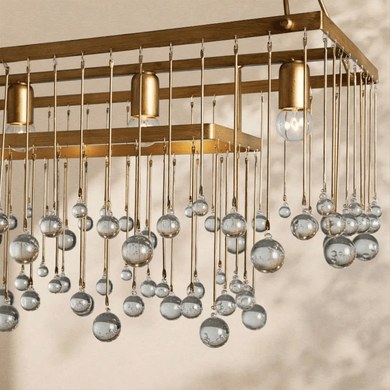 Aubrey Crystal Ball Rectangular Chandelier 47'' 60'' - Zelno Lighting