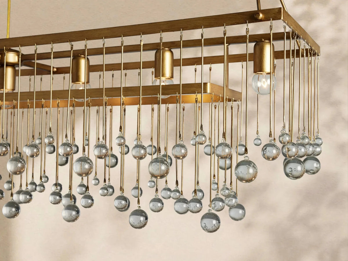 Aubrey Crystal Ball Rectangular Chandelier 47'' 60'' - Zelno Lighting