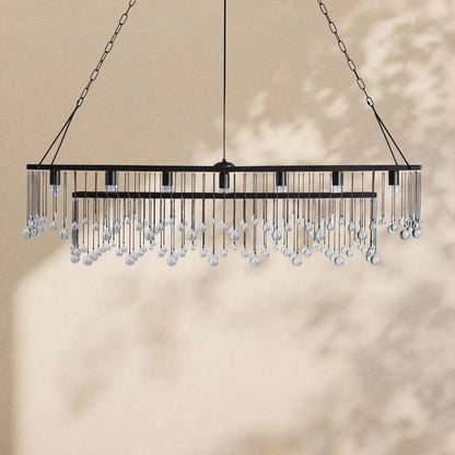 Aubrey Crystal Ball Rectangular Chandelier 47'' 60'' - Zelno Lighting