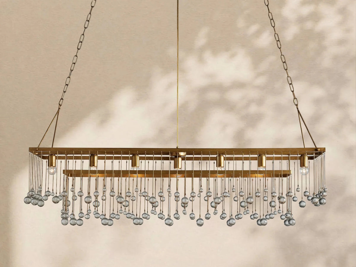 Aubrey Crystal Ball Rectangular Chandelier 47'' 60'' - Zelno Lighting