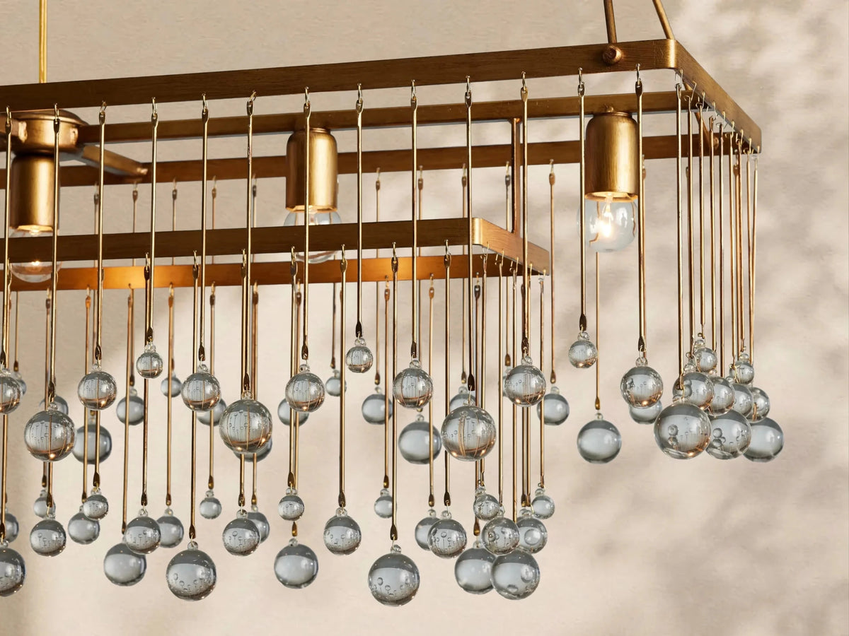 Aubrey Crystal Ball Rectangular Chandelier 47'' 60'' - Zelno Lighting