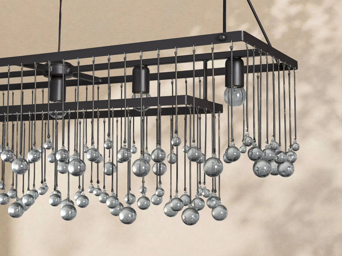 Aubrey Crystal Ball Rectangular Chandelier 47'' 60'' - Zelno Lighting