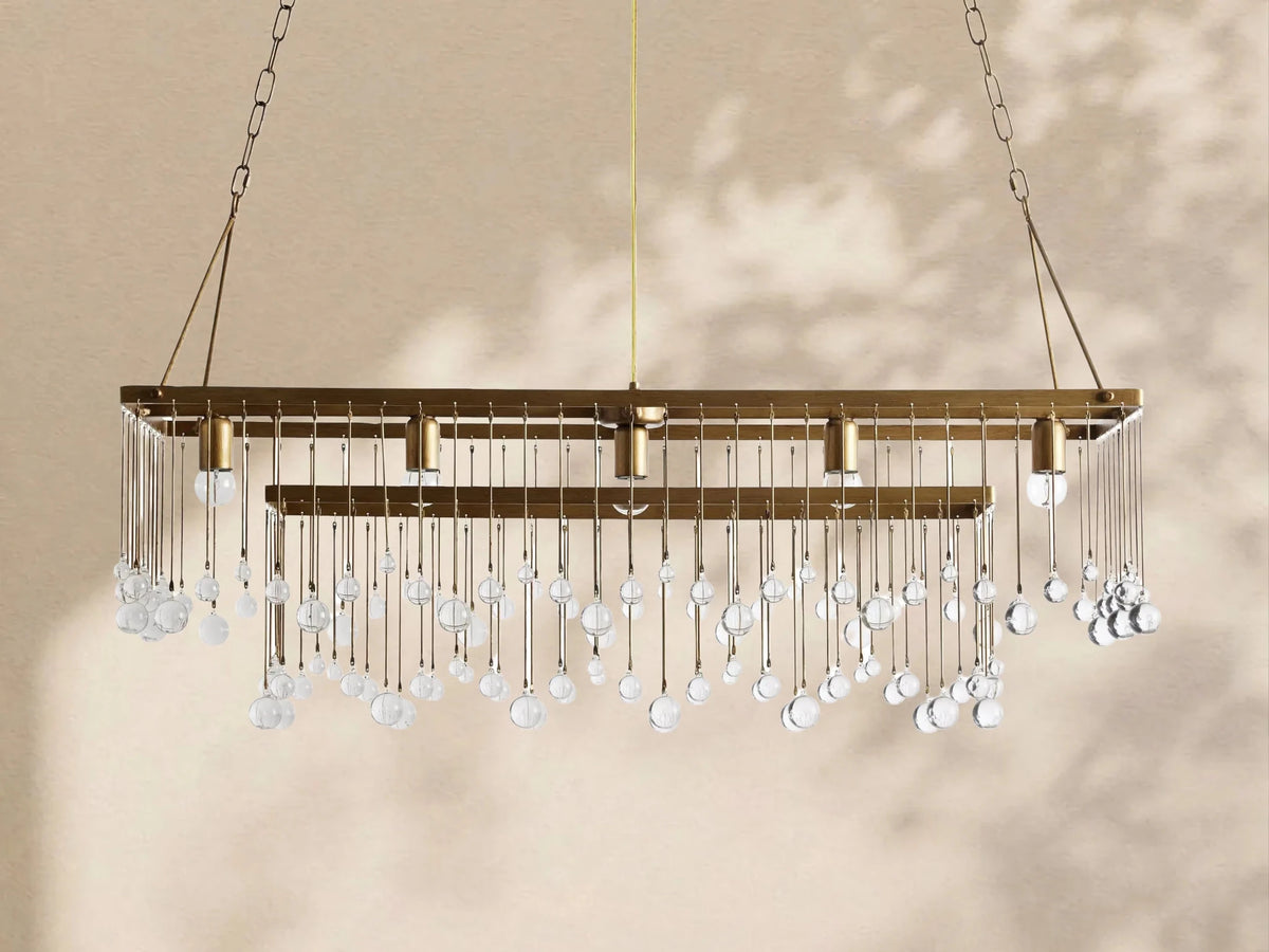 Aubrey Crystal Ball Rectangular Chandelier 47'' 60'' - Zelno Lighting