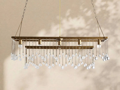 Aubrey Crystal Ball Rectangular Chandelier 47'' 60'' - Zelno Lighting