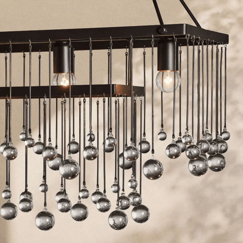 Aubrey Crystal Ball Rectangular Chandelier 47'' 60'' - Zelno Lighting
