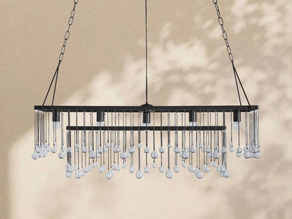 Aubrey Crystal Ball Rectangular Chandelier 47'' 60'' - Zelno Lighting