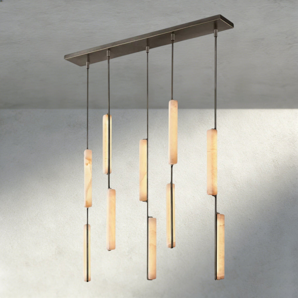 Audubam Alabaster Linear Chandelier 54" - Zelno Lighting