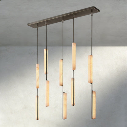 Audubam Alabaster Linear Chandelier 54" - Zelno Lighting