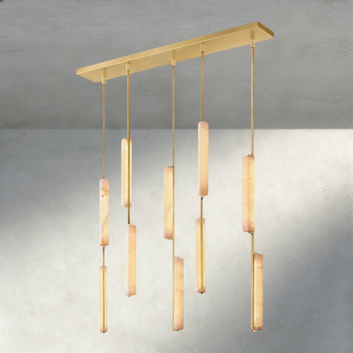 Audubam Alabaster Linear Chandelier 54" - Zelno Lighting