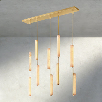 Audubam Alabaster Linear Chandelier 54" - Zelno Lighting