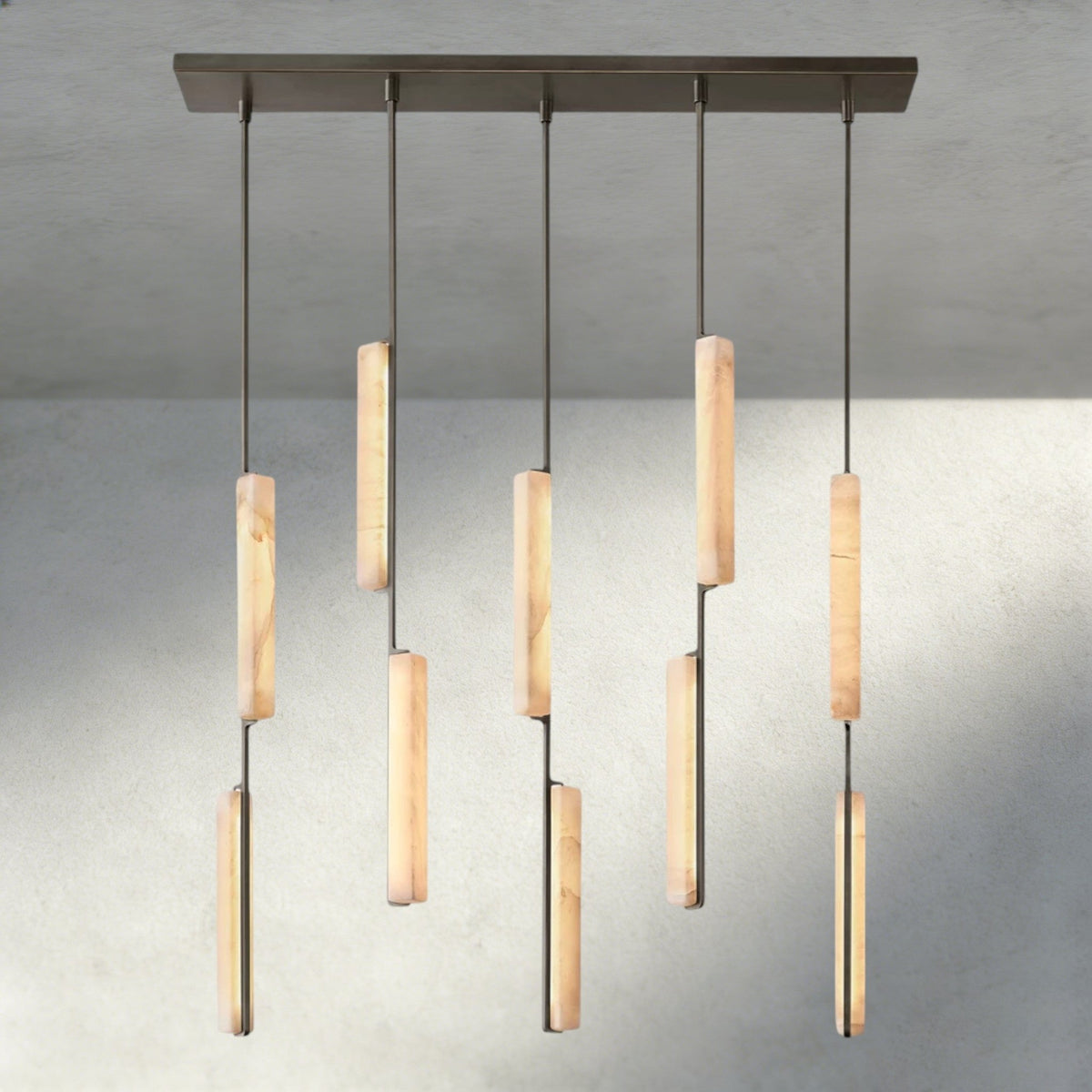 Audubam Alabaster Linear Chandelier 54" - Zelno Lighting