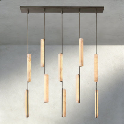 Audubam Alabaster Linear Chandelier 54" - Zelno Lighting