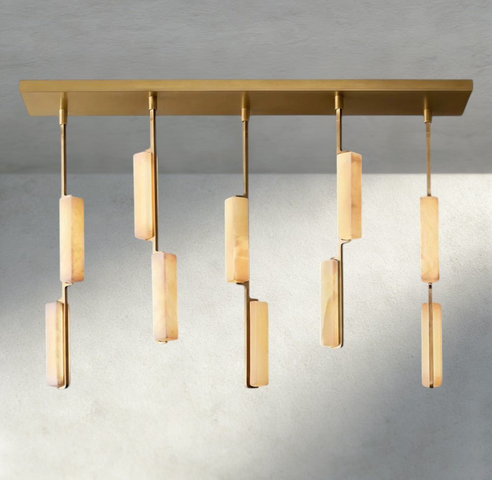 Audubam Alabaster Linear Chandelier 54" - Zelno Lighting
