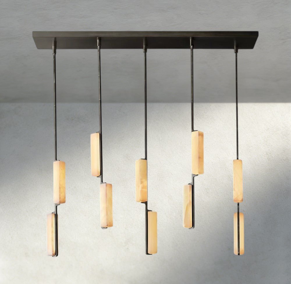 Audubam Alabaster Linear Chandelier 54" - Zelno Lighting