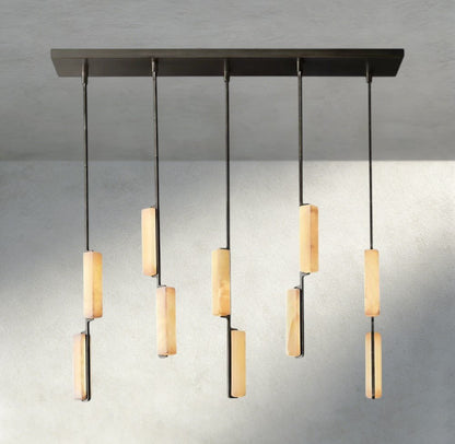 Audubam Alabaster Linear Chandelier 54" - Zelno Lighting